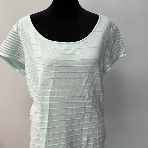 Alex Marie Short Sleeve Blouse Seafoam Green silver threading on sleeves size XL - Picture 4 of 12